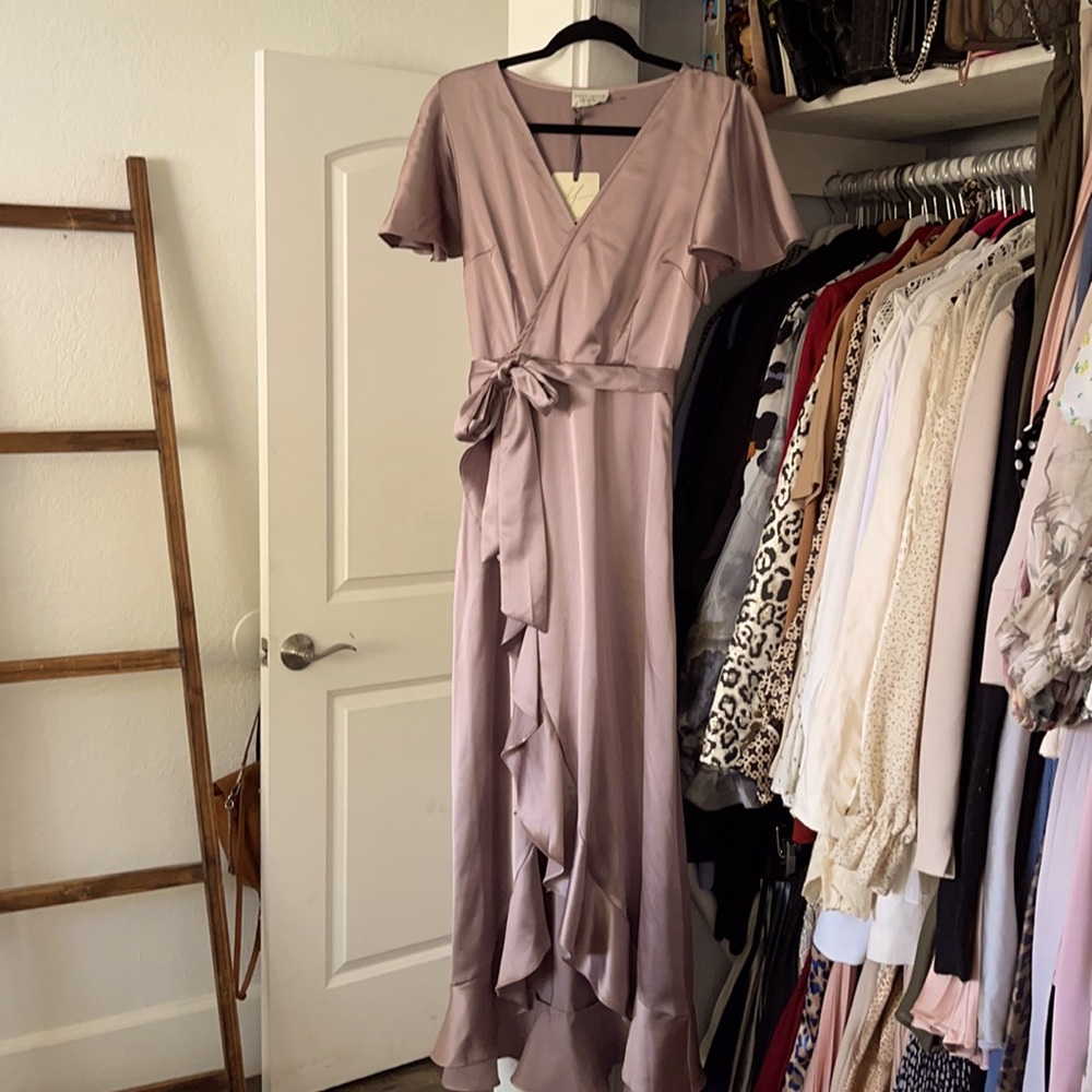 Satin Mauve midi dress
